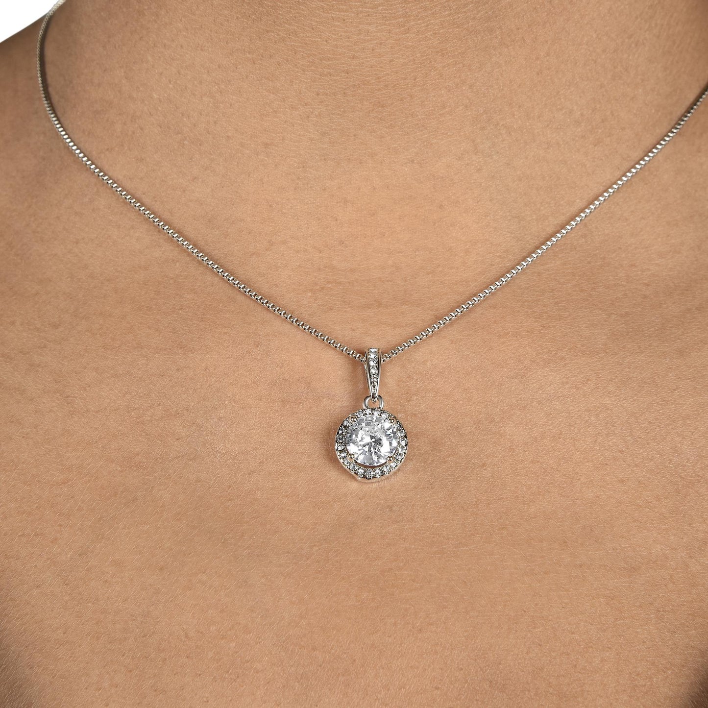 Zirconia Crystal White Gold Necklace