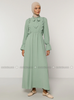 Muslima Dresses Vert menthe - Col chinois - Tissu non doublé - Robe